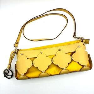 Itslian Designer Yellow Women's Shoulder Bag with Floral Leather Design